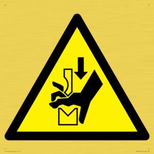 W030 Warning: Hand crushing between press brake tool